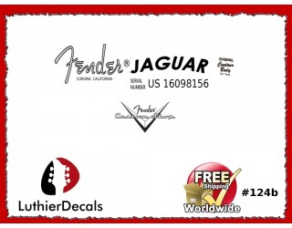 Fender Jaguar Guitar Decal #124b 